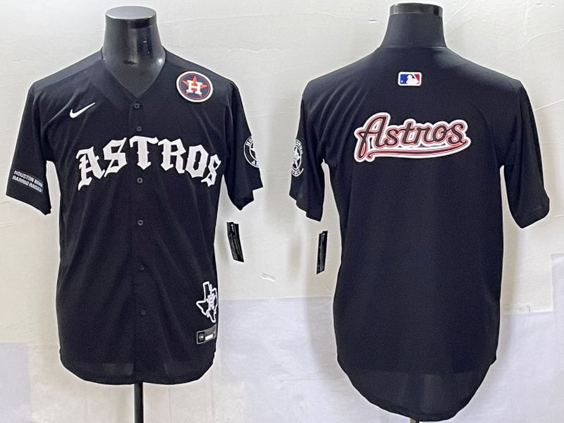 Men 2025 Houston Astros Blank Black Seven generations Joint Name Nike MLB Jersey style 23
